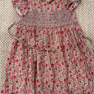 Floral Red and White Kids Dress